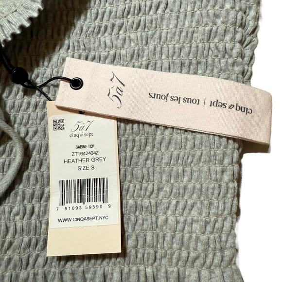 NEW Cinq a Sept Sabine Top Smocked Corset Waist Heather Gray - Size Small - Picture 4 of 8